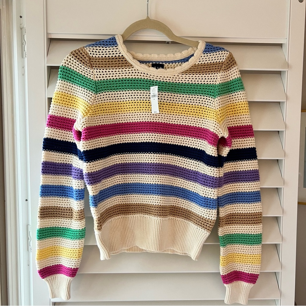 NWT Gap Striped Crochet Sweater
